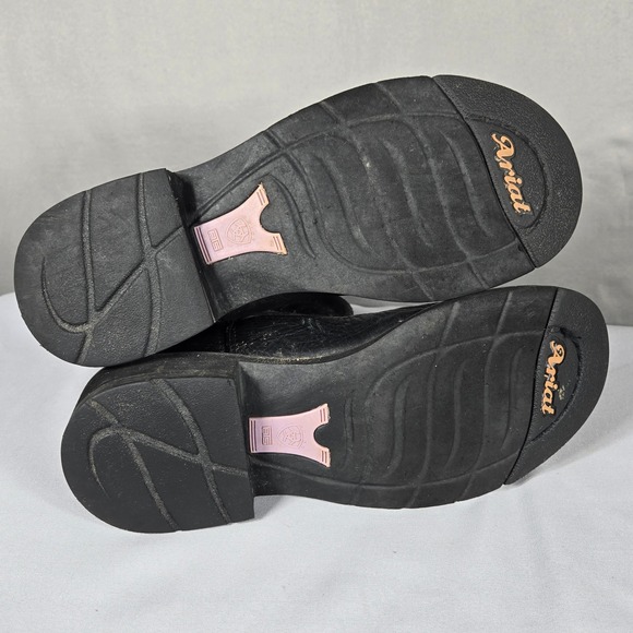 Ariat Fatbaby Western Boots Women 7B Black Leather Suede Purple Embroidery - Picture 11 of 11